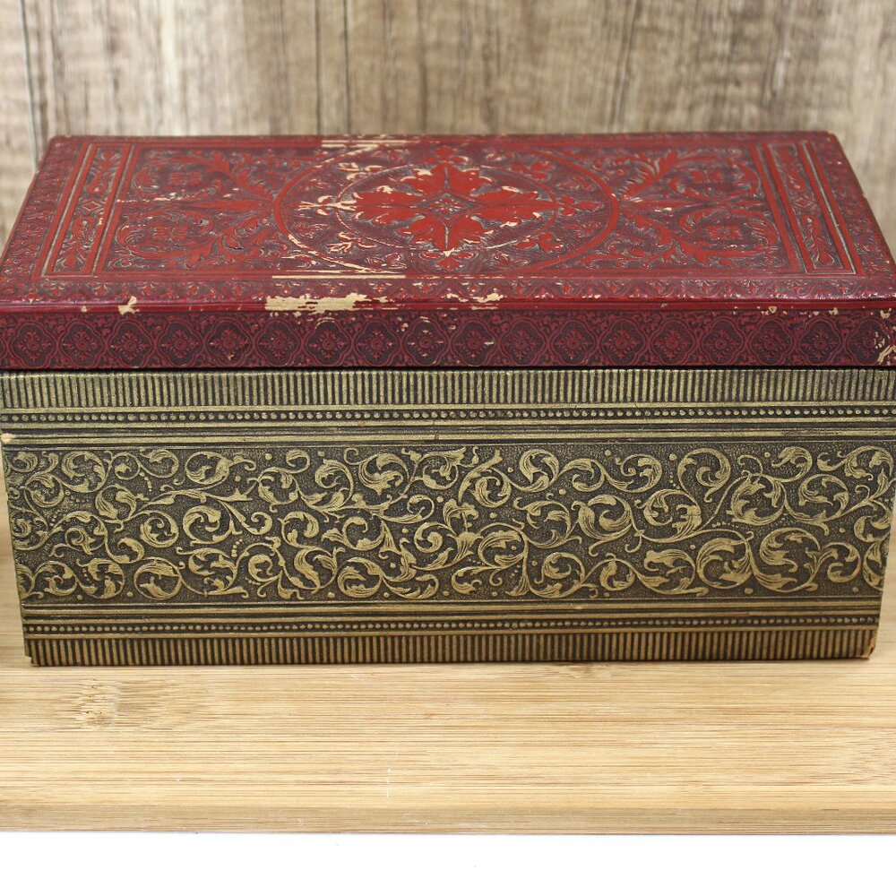 Vintage Benson & Hedges Cigarette Box | Faux Leather Hinged Lid | Embossed Gold